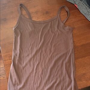 No Boundaries Brown Ribbed Scoop Tank Top